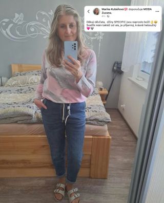 Děkuji děvčata,džíny SPECIFIC jsou naprosto boží!👌🤩 Svetřík mám taktéž od vás, je příjemný, krásně heboučký🩷🩶 😍Děkujeme,...